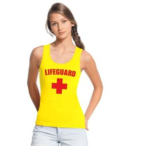 Sexy lifeguard verkleed tanktop geel dames - reddingsbrigade shirt - Verkleedkleding