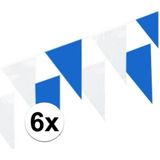 6x Vlaggenlijnen blauw/wit - 10 meter - slingers