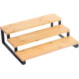 MSV kruidenrek/opbergrek/aanrecht organizer staand - zwart - 32 x 24 x 10 cm - bamboe hout