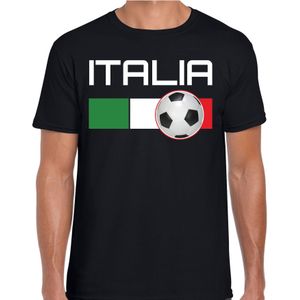 Italia / Italie voetbal / landen t-shirt met voetbal en Italiaanse vlag - zwart - heren -  Italie landen shirt / kleding - EK / WK / Voetbal shirts