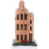 Kerstdorpen bouwen kersthuisjes amterdamse grachtenpand halsgevel 21 cm - Met verlichting - Kerstversieringen/kerstdecoraties