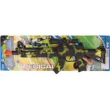 Verkleed speelgoed Politie/soldaten geweer - machinegeweer - zwart/geel - plastic - 38 cm