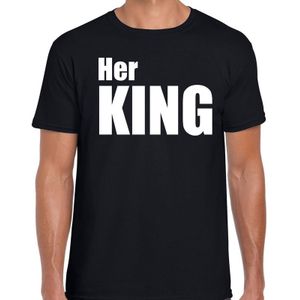 Her king t-shirt zwart met witte letters voor heren - fun tekst shirts / grappige t-shirts