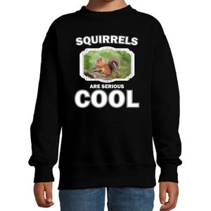 Dieren eekhoorntjes sweater zwart kinderen - squirrels are serious cool trui jongens/ meisjes - cadeau eekhoorntje/ eekhoorntjes liefhebber - kinderkleding / kleding