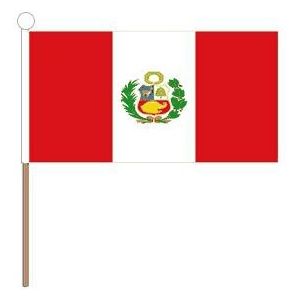 Perua zwaaivlaggetjes/handvlaggetjes 15 x 22 cm met stokje - Landen supporters feestartikelen