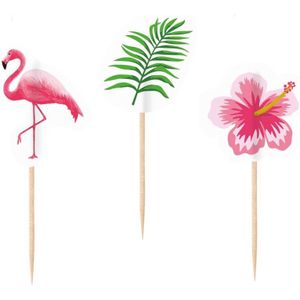 20x Flamingo print cocktailprikkers