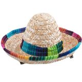 Funny Fashion Mexicaanse mini Sombrero hoedje - 2x - carnaval/verkleed accessoires - multi kleuren - stro