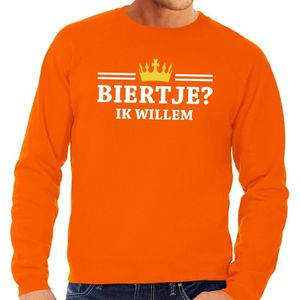 Oranje Biertje ik willem sweater heren - Oranje Koningsdag kleding