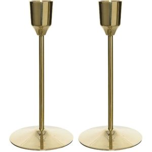 Set van 3x stuks luxe diner kaarsen staande kandelaar aluminium kleur goud 15 cm - Diameter onderkant 7 cm