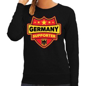 Germany supporter schild sweater zwart voor dames - Duitsland landen sweater / kleding - EK / WK / Olympische spelen outfit