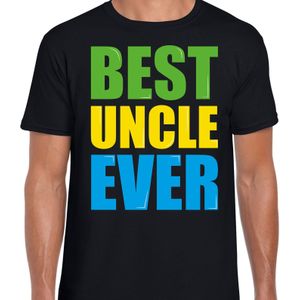 Best uncle ever / Beste oom ooit fun t-shirt met gekleurde letters - zwart -  heren - Fun  /  Verjaardag cadeau / kado t-shirt / geboorte kado