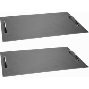 2x stuks leisteen serveerplanken met handvaten 50 x 30 cm - Serveerbladen/dienbladen van leisteen