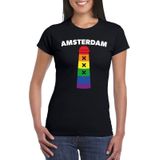 Gay Pride Amsterdam shirt zwart met regenboog Amsterdammertje dames