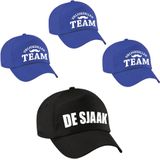 Vrijgezellenfeest heren petjes - 1x De Sjaak zwart + 7x Vrijgezellen team blauw- Vrijgezellen mannen accessoires/ artikelen