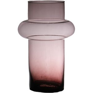 Hakbijl Glass Bloemenvaas Luna - transparant mauve - eco glas - D19 x H30 cm - cilinder vaas