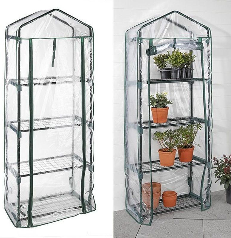 Kweekkas/broeikas met 4 verdiepingen - 31 x 59 x 160 cm - transparant - tuinartikelen - Groenten en kruiden kas