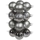 32x Titanium grijze glazen kerstballen 8 cm - mat/glans - Kerstboomversiering grijs tinten