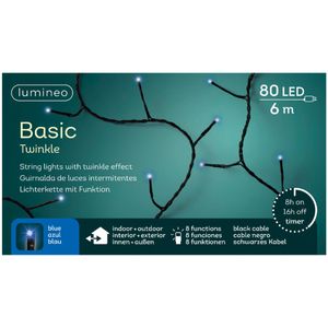 Kerstverlichting twinkle met timer blauw buiten 80 lampjes - boomverlichting