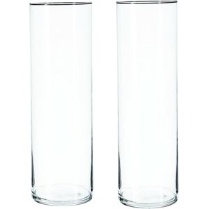 Atmosphera - Bloemenvaas - 2x - cilinder vorm - transparant glas - 40 x 15 cm