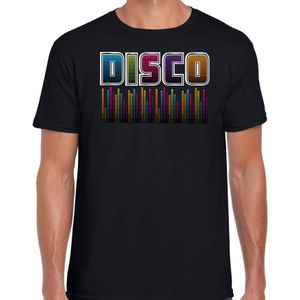 Bellatio Decorations disco verkleed t-shirt heren - jaren 80 feest outfit - disco muziek - zwart