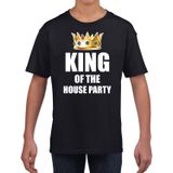 King of the house party t-shirt zwart voor kinderen / jongens - Woningsdag / Koningsdag - thuisblijvers / lui dagje / relax shirtje