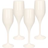 Set van 10x stuks champagneglazen/prosecco flutes wit 150 ml van onbreekbaar kunststof - Champagneflutes - Champagneglazen