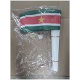 50x zwaaivlaggetjes/handvlaggetjes Suriname 20 x 12 cm met houten stok - Feestartikelen/versiering