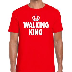 Walking King t-shirt rood heren - feest shirts heren - wandel/avondvierdaagse kleding