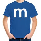 Letter M verkleed/ carnaval t-shirt blauw voor kinderen - M en M carnavalskleding / feest shirt kleding / kostuum