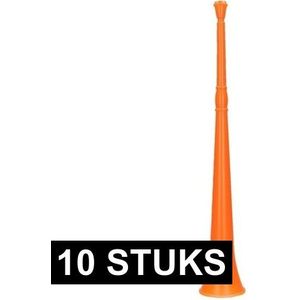 10x Oranje vuvuzela grote blaastoeter 48 cm - Oranje feesttoeters