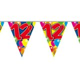 Folat - Verjaardag 12 jaar feest thema set 50x ballonnen en 2x leeftijd print vlaggenlijnen