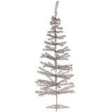 2x stuks kleine zilveren kerstbomen van 120 cm van kunststof met voet - Mini boompjes voor kinderkamer/kantoor