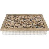 Schootkussen/laptray openhaard hout print 43 x 33 cm - Schoottafel - Dienblad voor op schoot openhaardhout