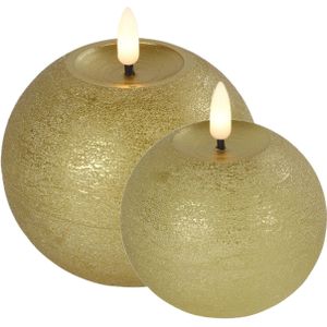 LED bolkaarsen/kaarsen - set van 2x st- goud - B8 x H9,5 en B10 x H11 cm