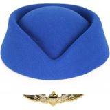 KLM Stewardessen verkleed set - wings broche speldje - Stewardessen hoedje - blauw - dames - carnaval - luchtvaart/vliegeniers