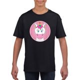 Kinder t-shirt zwart met vrolijke eenhoorn print - eenhoorns shirt - kinderkleding / kleding