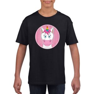 Kinder t-shirt zwart met vrolijke eenhoorn print - eenhoorns shirt - kinderkleding / kleding