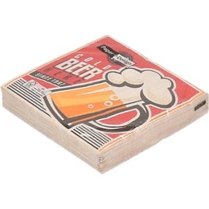 40x Retro bier themafeest servetten 33 x 33 cm - Bier papieren wegwerp tafeldecoraties