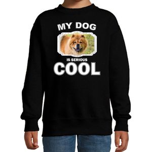 Chow chow honden trui / sweater my dog is serious cool zwart - kinderen - Chow chows liefhebber cadeau sweaters - kinderkleding / kleding