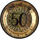 Verjaardag feest bekertjes en bordjes leeftijd - 60x - 50 jaar - goud - karton