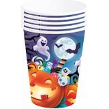 Fiestas Guirca Halloween/horror pompoen feest bekers - 18x - oranje - papier - 240 ml