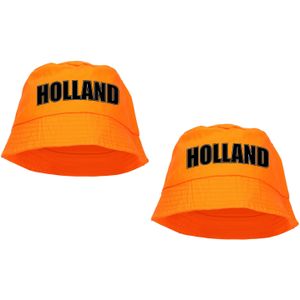 2x stuks Holland supporter vissershoedje - oranje - Koningsdag en EK / WK fans - Nederland hoedje