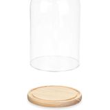 Giftdecor Decoratie stolp - glas - houten beige plateau - D15 x H25 cm