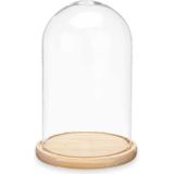 Giftdecor Decoratie stolp - glas - houten beige plateau - D15 x H25 cm