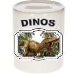 Dieren liefhebber brullende t-rex dinosaurus spaarpot  9 cm jongens en meisjes - keramiek - Cadeau spaarpotten dinosaurussen liefhebber