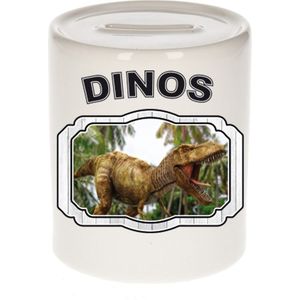 Dieren liefhebber brullende t-rex dinosaurus spaarpot  9 cm jongens en meisjes - keramiek - Cadeau spaarpotten dinosaurussen liefhebber