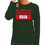 Foute kersttrui / sweater All I Want For Christmas Is Beer groen voor dames - Kersttruien