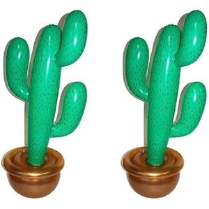 Pakket van 2x stuks mexicaanse Cactus plant opblaasbaar 90 cm - Tropische Hawaii feestartikelen/versiering