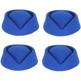 4x Blauwe stewardess hoedjes voor dames - Verkleedhoeden/Carnavalshoeden verkleed accessoire