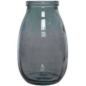 Grijze vazen/bloemenvaas van gerecycled glas 18 x 28 cm - Glazen vazen voor bloemen en boeketten